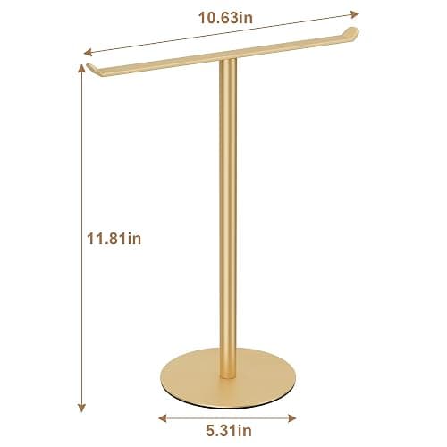 Gold Hand Towel Stand, T-Shape Hand Towel Holder for Bathroom, Display Fingertip Towel Holder Organizer and Bathroom Towel Racks,Kitchen Towel Rack - Light Base - Gold thumbnail 7