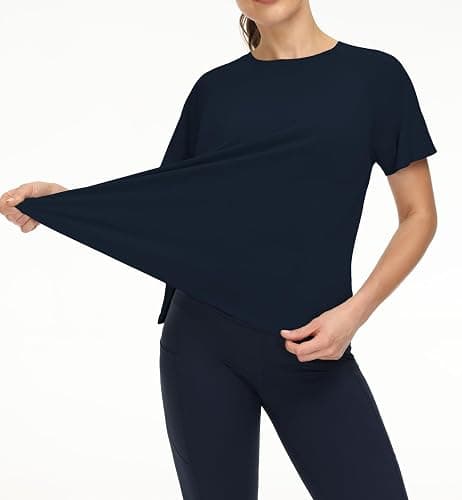 THE GYM PEOPLE Women's Short Sleeve Workout Shirts Breathable Yoga T-Shirts with Side Slits Athletic Tee Tops thumbnail 4