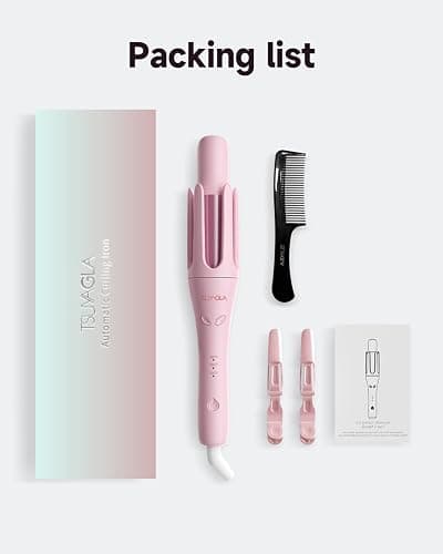 TSUYAGLA Automatic Curling Iron,1 1/4 Hair Curler with 3 Temperatures, 10S Fast Heating, 2-Way Rotation, 30 Min Auto Shut-Off, 500 Million Ionic, Anti-Scald-Tangle for Hair Styling - Pink thumbnail 9
