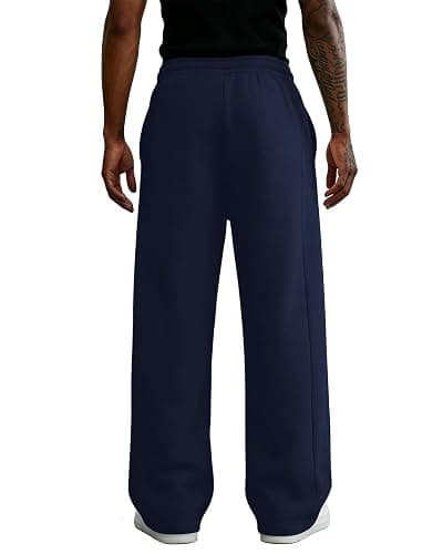 Wangdo Men's Baggy Sweatpants Wide Leg Lounge Cotton Casual Jogging Pants | High waist drawstring,2 Deep pockets,Open bottom,Workout athletic outfits,Loose joggers pants,fashion streetwear,Soft fabric thumbnail 5