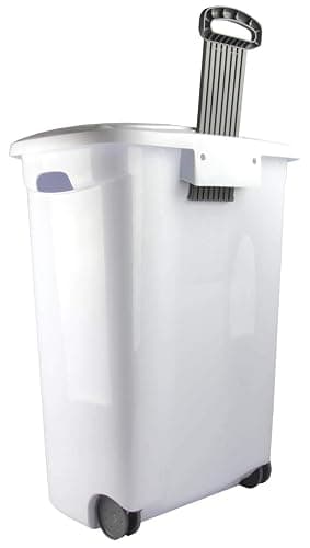 Sterilite Ultra Wheeled Laundry Hamper with Lid, Handle and Wheels for Easy Rolling of Clothes to and from The Laundry Room, Plastic, White, 1-Pack thumbnail 5