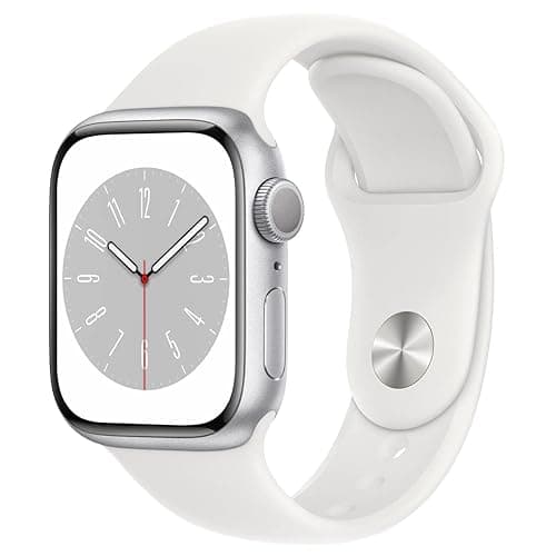 Apple Watch Series 8 [GPS, 41mm] - Silver Aluminum Case with White Sport Band - S/M (Renewed) - Image 1