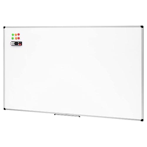 Amazon Basics Magnetisches Whiteboard mit Stifthalter Aluminiumrahmen trocken abwischbarer Schreibfläche 90cm x 60cm (BxH) inklusive 6 Magneten 1 Tafelwischer und 2 trocken abwischbaren Markern Weiß - Image 1