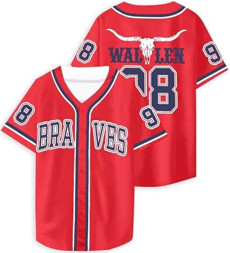 98 Baseball Shirt Women Cow Skull Graphic Fan Tshirt V Neck Country Vintage Jersey Button Down Short Sleeve Tops - Small - Red