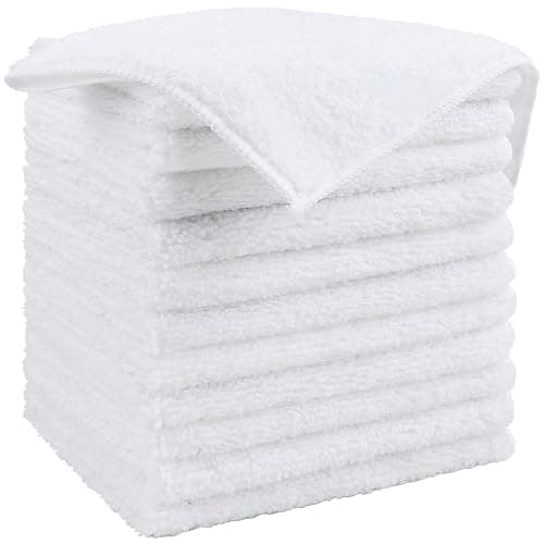 HOMEXCEL White Microfiber Cleaning Cloth, 12 Pack Premium Microfiber Towels for Cars, Lint Free, Scratch-Free, Highly Absorbent, Reusable Cleaning Rags for Car, Household, Kitchen, 11.5"X11.5" - White - 12 - Image 1
