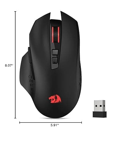 Redragon M656 Gainer Wireless Gaming Mouse, 4000 DPI 2.4Ghz Wireless Mouse w/ 5 DPI Levels, 7 Macro Buttons, Red LED Backlit & Pro Software/Drive Supported, for PC/Mac/Laptop thumbnail 10