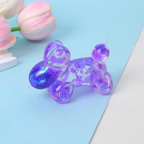 Glitter Balloon Dog Squishy Toy – Slow Rising Stress Relief Fidget Toy, Soft Sensory Toy for Adults, Anxiety Relief, Cute Squeeze Decompression Fun (Pink) thumbnail 7