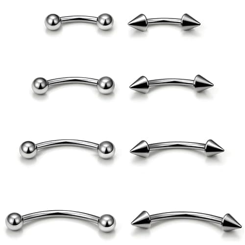 Boernfnso Eyebrow Piercing Jewelry Surgical Steel Curved Barbell Tiny Eyebrow Ring Vertical Labret Lip Jewelry Ear Rook Navel Small Belly Button Ring for Women Men 20g 16g 6mm/8mm/10mm/12mm thumbnail 2