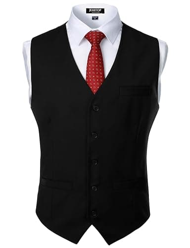 JEMITOP Men's Classic Slim Fit Dress Vest Formal Wedding Prom Tuxedo Suit Vest with Pocket - Image 1