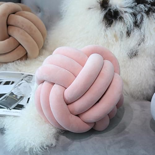 Knotted Ball Pillow, Knot Throw Cushion - Soft Companionship Decorative Sofa Pillow, Round (Pink, 20cm) thumbnail 2