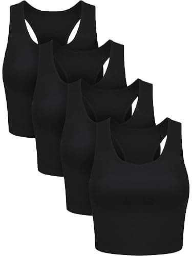 Boao 4 Pieces Basic Crop Tank Tops Sleeveless Racerback Crop Top for Women - Image 1
