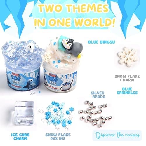 FINOCLAY 2 Pack Cloud Slime Kit for Kids,Soft Clear Slime with 8 DIY Accessories, Ice Age Theme Sensory Putty Toy, Premade Slime Making Kit, Fun Birthday Easter Party Favors for Girls & Boys thumbnail 7
