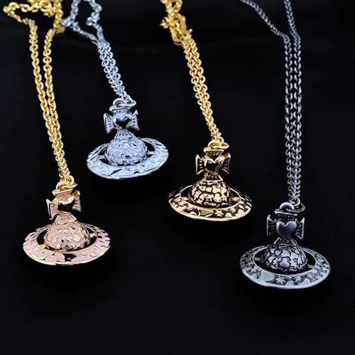ZHAOZHAO Saturn Necklace for Women - Sky Star Saturn Planet Pendant(Silver+Black) thumbnail 7