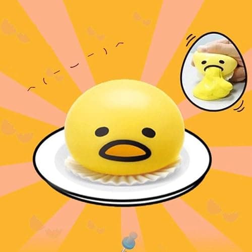 5PCS Yellow Round Vomiting & Sucking Lazy Egg Yolk, Vomiting Egg Yolk,Vent Stress Tricky Game Relief Toys thumbnail 5