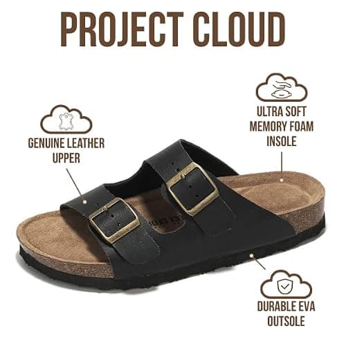 Project Cloud Genuine Leather Flat Sandals Women 2025 Beach Essentials Womens Sandals Memory Foam Vacation Essentials Slides for Women Footwear (Venita) thumbnail 3
