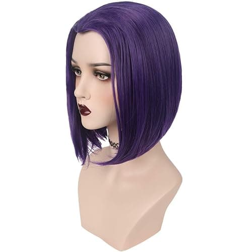 YOGFIT Women's Teen Superhero Purple Short Straight Wig with Widow's Peak Synthetic Cosplay Wig for Halloween Costume Party Anime Wig thumbnail 2