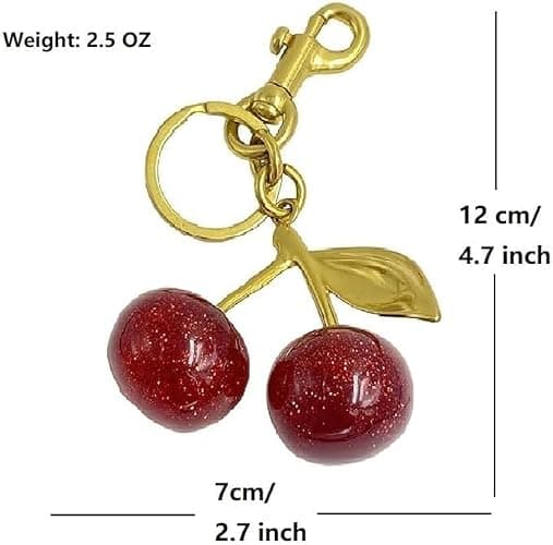 Red Cherry Keychain, Cute Cherry Charms for Purses and Bags,Accessories keychian Gifts for Women Valentine Bag Gifts thumbnail 5