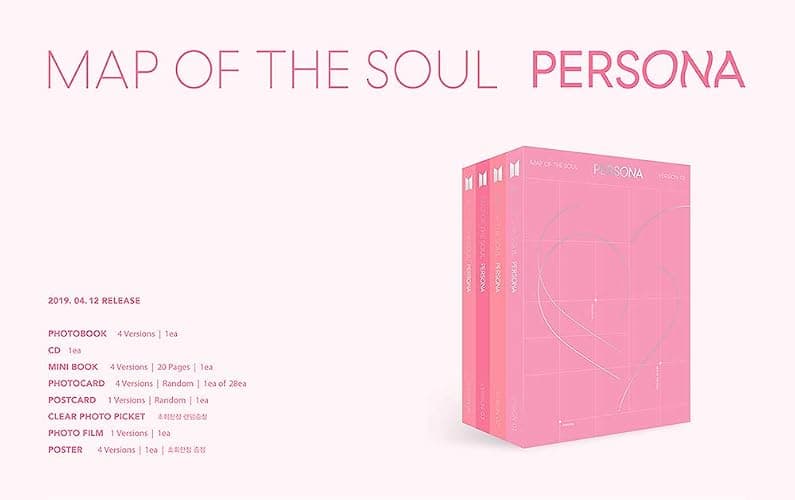 BTS Map of The Soul : Persona [Ver.01+Ver.02+Ver.03+Ver.04 Set] - Pack of 4CD, 4Photobook, Photocards, 4Folded Poster with Pre Order Benefit, Extra Decorative Sticker Set, Photocard Set thumbnail 2