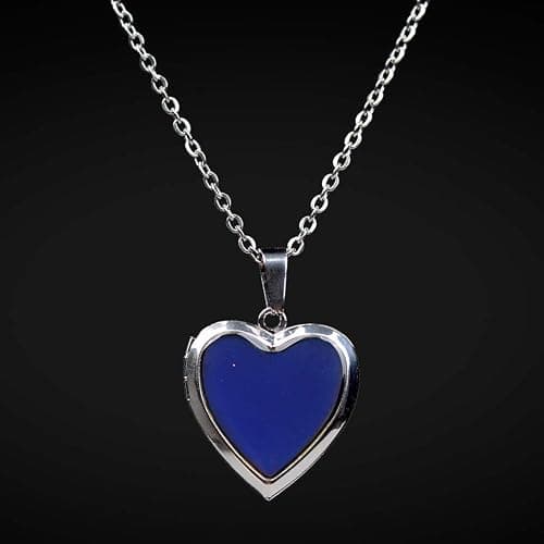 FM FM42 Temperature Sensing Color Changing Pendant Necklace with 19.29" Stainless Steel Rolo Chain - Heart Openable Locket thumbnail 5