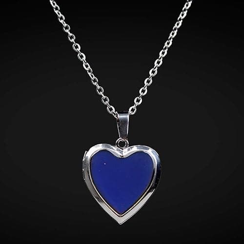 FM FM42 Temperature Sensing Color Changing Pendant Necklace with 19.29" Stainless Steel Rolo Chain - Heart Openable Locket thumbnail 5