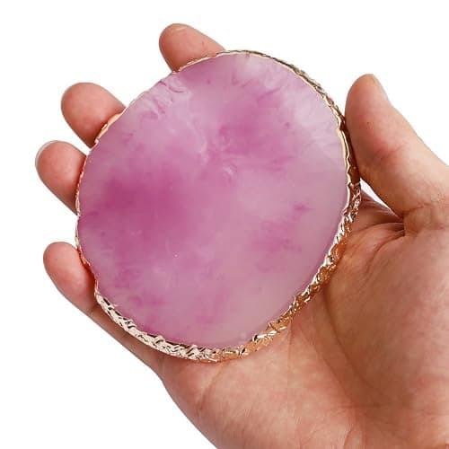 2 Pcs Resin Nail Art Palette Set, Gold Edge, Purple & Green | Nail holder display board, smooth resin, easy to clean for mixing gel polish, paint, glitter, and small nail accessories thumbnail 5