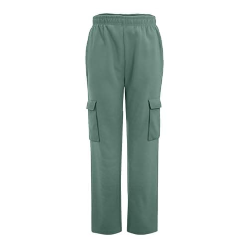 Girls Cargo Pants Sweatpants Athletic Jogger Pants Elastic Waist Baggy Trousers Wide Leg Cargo Sweatpants with Flap Pockets thumbnail 5