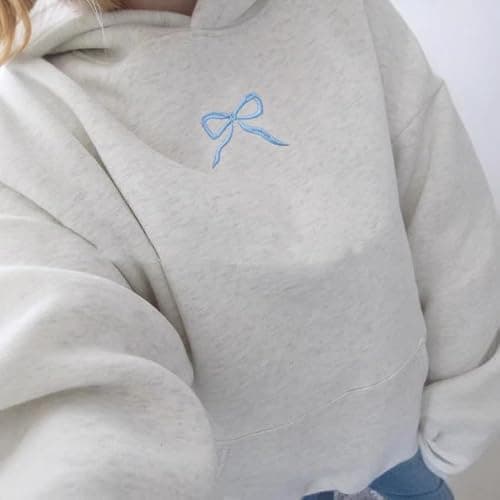 Soosuihoo Bow Hoodie Hibiscus Women Oversized Cute Graphic Embroidered Preppy Y2K Long Sleeve Sweatshirt Pullover thumbnail 3