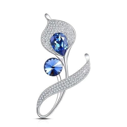 Blue diamond alloy horseshoe lily exquisite brooch suitable for banquet gatherings - Image 1