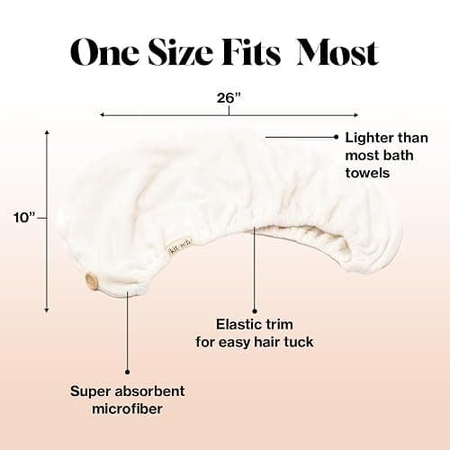 Kitsch Microfiber Hair Towel Wrap for Women – Ultra Absorbent Microfiber Bath Towels for Wet, Curly, Long or Short Hair – Anti-Frizz Hair Wrap, Great Hair Care Gifts for Women – White Ivory thumbnail 3