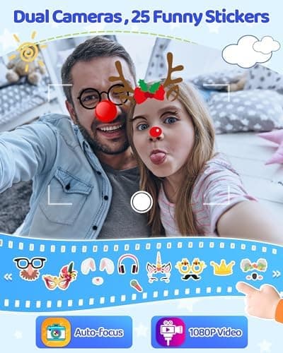 KOKODI Kids Smart Phone Toys, Birthday Gifts Idea Dinosaur Toys for 3 4 5 6 7 8 Year Old Boys, Touchscreen HD Digital Dual Video Camera, Preschool Learning Toy for Kids 3-5 Travel Trip Activity (Blue) thumbnail 4