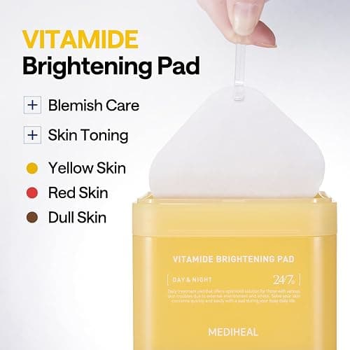 MEDIHEAL Toner Pads [Vitamide] - Radiance Boosting Pad for Clear, Illuminating Skin - Contains Niacinamide & Sea Buckthorn - Blemish Care, Skin Toning - Vegan Stretchable Fabric Pads (100 Count) thumbnail 3