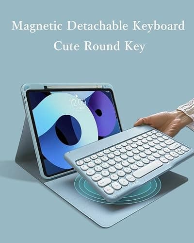 kaitesi Keyboard Case for iPad Air 11 inch M3 M2, Air 5th/4th Generation 10.9 inch, iPad Pro 11 inch 4th/3rd/2nd Generation Detachable Keyboard Case Round Keys (Light Pink) thumbnail 3