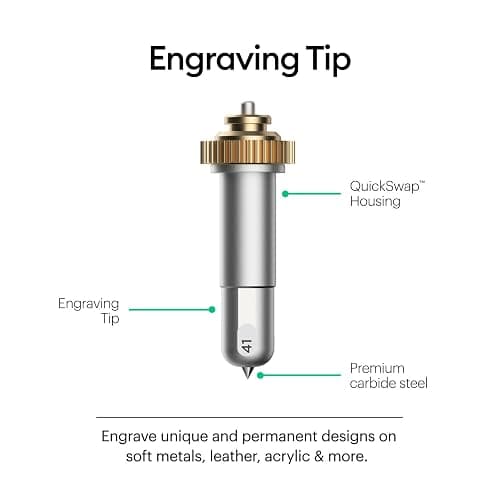 Cricut Engraving Tip + QuickSwap Housing, Premium Carbide Steel Engraving Tip, Inscribes Lasting Design on Glass, Metal & More, Compatible with Cricut Maker Cutting Machine, Silver thumbnail 2