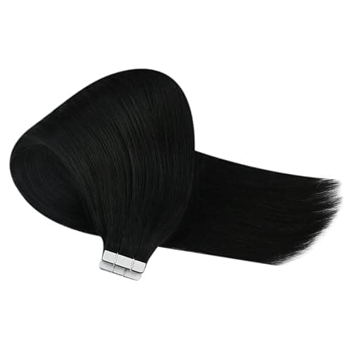 Sunny Hair Tape in Hair Extensions Real Human Hair Invisible Remy Hair Extensions Tape ins for Women Jet Black 20 inch 20Pcs 50G - 20 Inch - Remy 1-#1 Jet Black thumbnail 9