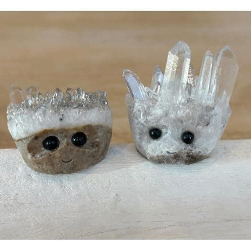 Picki Nicki Natural Punk Rock Quartz Crystals Stones with Cute Faces, Gemstones for Home Decor (Set of 2, Clear Quartz) thumbnail 3