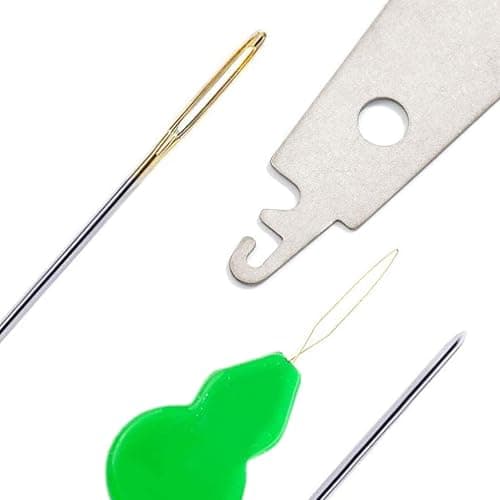 100pcs Cross Stitch Needles +1 Stainless Steel Needle Threader,Golden Color Large Eyes Cross Stitch DIY Embroidery Hand Needles Sewing Needles in Transparent Box Size 22# 24# 26# (24#) - 24# thumbnail 7