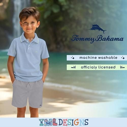 Tommy Bahama Boys Short Sleeve Classic Polo Shirt & Elastic Waist Shorts Set, Casual 2-Piece Back to School Outfit for Kids thumbnail 4