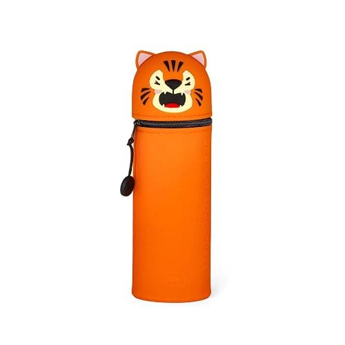 Legami - Estuche escolar Kawaii 2 en 1 de silicona blanda, tema Tiger, portabolígrafos de mesa, cremallera, lápices de colores rotuladores, H 18,5 cm - Image 1