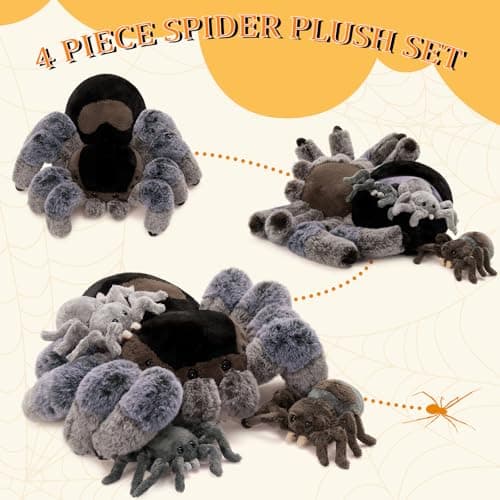 MorisMos 4Pcs Large Spider Plush, 16inch Mommy Spider Stuffed Animals with 3 Babies, Realistic Plush Toys, Soft Cuddly for Kids Boys Girls thumbnail 7