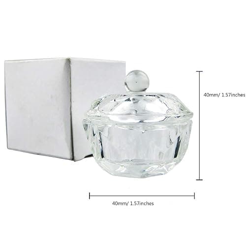 mollensiuer 2Pcs Clear Nail Art Acrylic Liquid Powder Dappen Dish Bowl Glass Crystal Cup Glassware with Lid for Nail Art Manicure Care Tools thumbnail 5