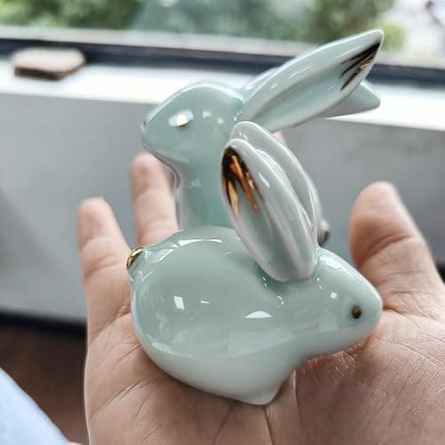 MOZEO One Set Ceramic Bunny Ornaments Tea Pet Cute Rabbit Kung Fu Tea Figurine Accessories Decorations thumbnail 3