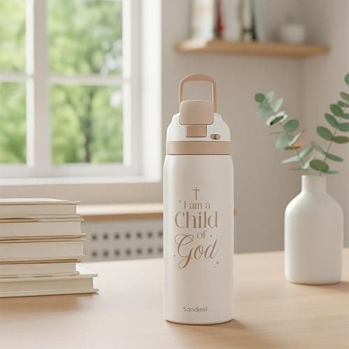 Christian Insulated Stainless Steel Water Bottle with Straw for Sports and Travel, Child of God, 32oz, Gifts for Women Girls Friends Teens Birthday Christmas thumbnail 7