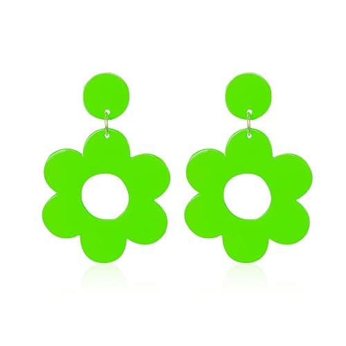 Aishgjia Bohemian 60s 70s Acrylic Flower Daisy Earrings for Women Trendy Resin Hawaii Colorful Floral Daisy Drop Earrings Statement Jewelry Gifts - Image 1