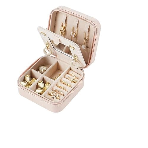 Hlopt Sweetest Compact And Secure Jewelry Boxes For Women Small Jewelris Box For Travel Portable Case With Lock Key Beautiful Jewelry Organizer And Storage Solution - Image 1