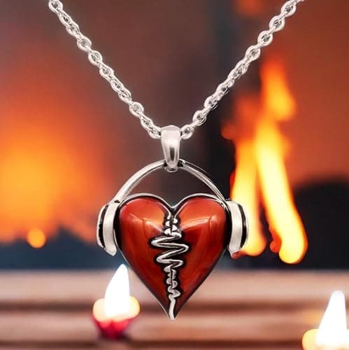 Controse HeartBeat Heart Necklace with Pendant (17" - 19" Adjustable Stainless Steel Chain) thumbnail 6
