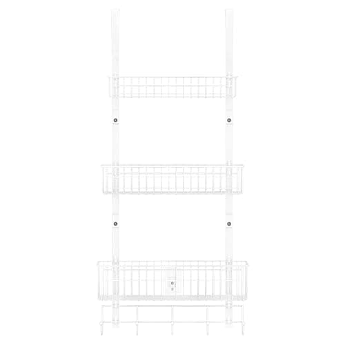 ETELI Over The Door Basket Organizer with 3 Mesh Baskets and 5 Hooks Heavy Duty Pantry Door Organizer Back of Door Storage Rack for Bathroom, Kitchen, Office, White thumbnail 7