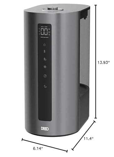 DREO 6L Smart Humidifiers for Bedroom, Warm & Cool Mist for Large Room | 60-Hour Quiet Runtime, 500ML/H Output, Smart Humidity Sensor, Indicator Light, App Control, Works with Alexa & Google, Silver thumbnail 8