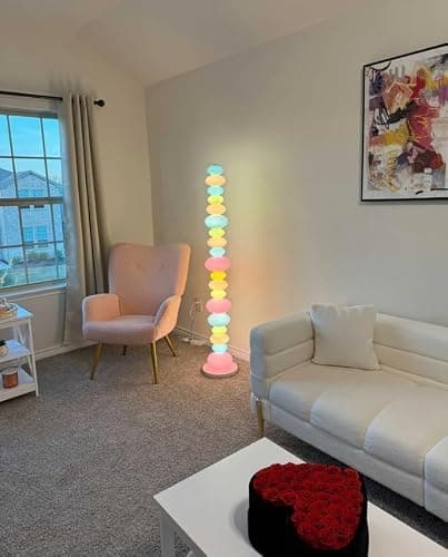 Anykonio Candy Floor Lamp, Modern Decorative Floor Lamp with 18 Colorful Glass Shades, Dreamy Ambient Mood Lighting, Stepless Dimmable, Marble Base, Statement Home Decor for Living Room & Bedroom thumbnail 2