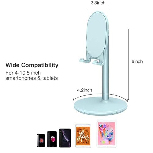 Bright Stone Phone Stand for Desk, Adjustable Cell Phone Holder for Desk, Compatible with 4"-12.9" Phones/Tablet/iPhone/iPad/Switch (Blue) thumbnail 4