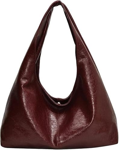 JOLILUNA Burgundy Purse Large Tote Bags for Women Slouchy Hobo Bag Leather Hobo Bags for Women - Image 1